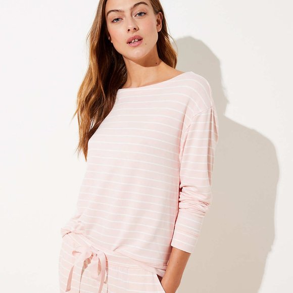 LOFT Tops - LOFT Striped Pajama Sweatshirt